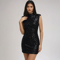Black Sparkle Party Mini Jurk