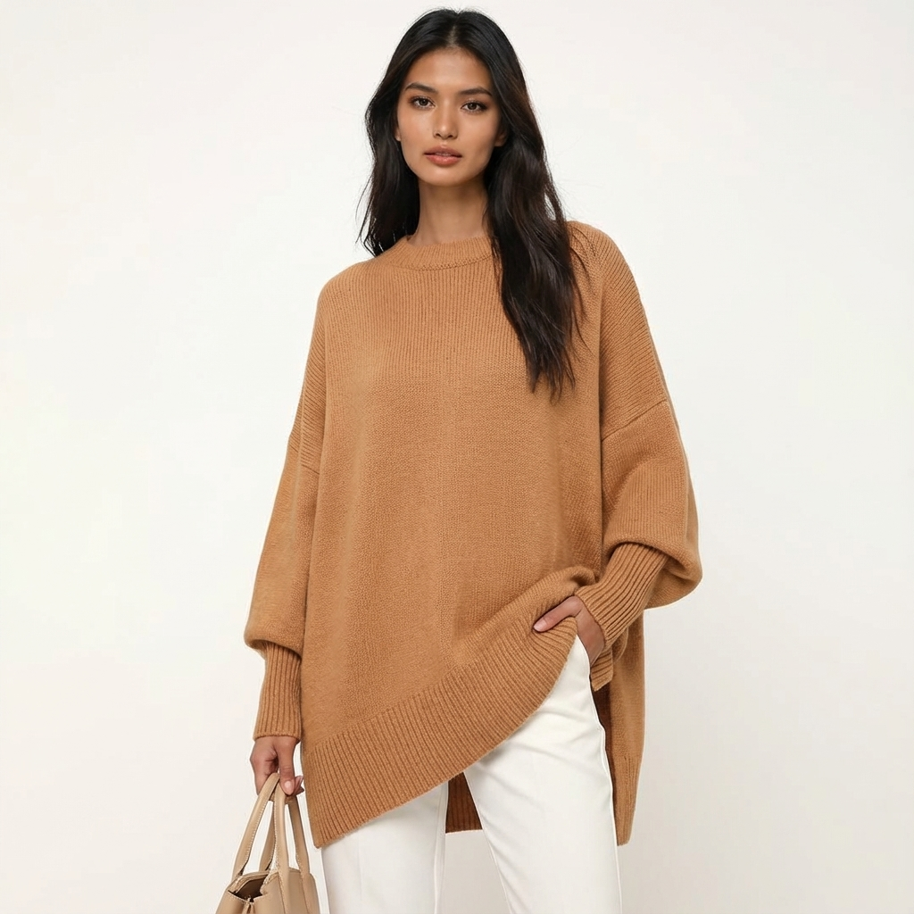 Asymmetric Batwing Knit Sweater