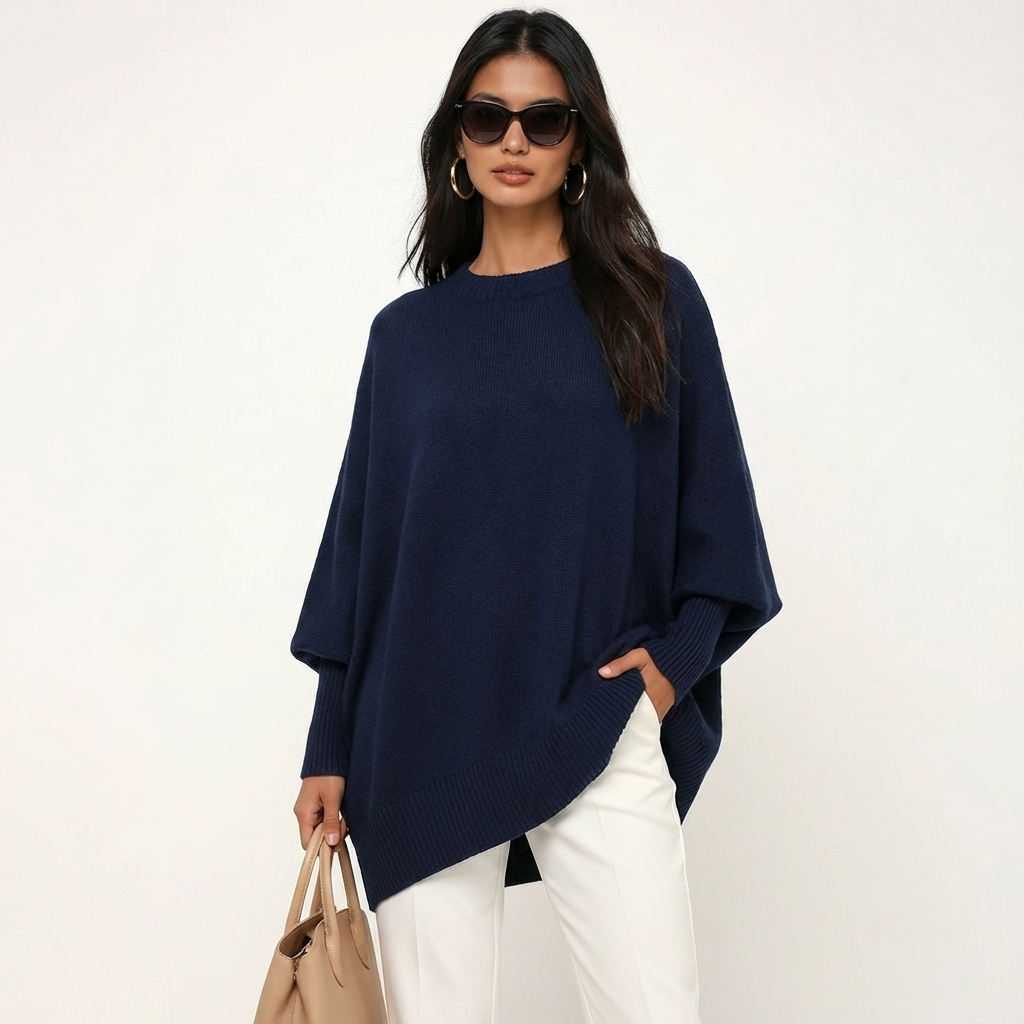 Asymmetric Batwing Knit Sweater