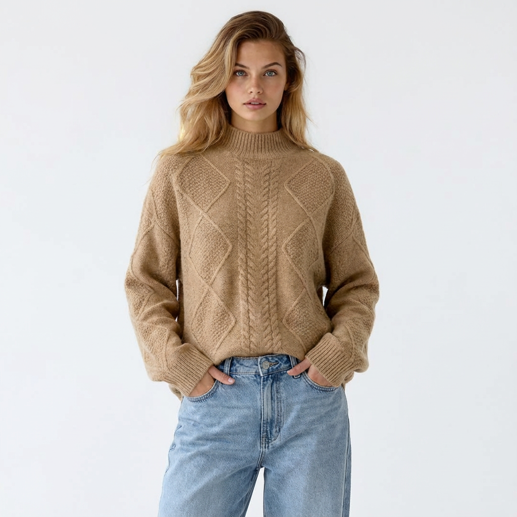 Fleece Lined Thickened Half High Collar Sweater