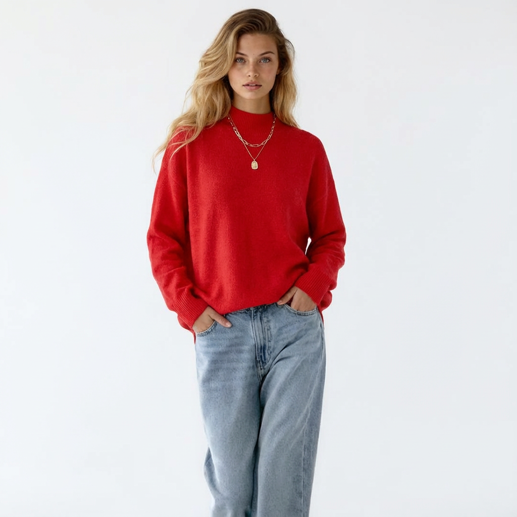 Loose Knitted Long Sleeve Pullover Sweater