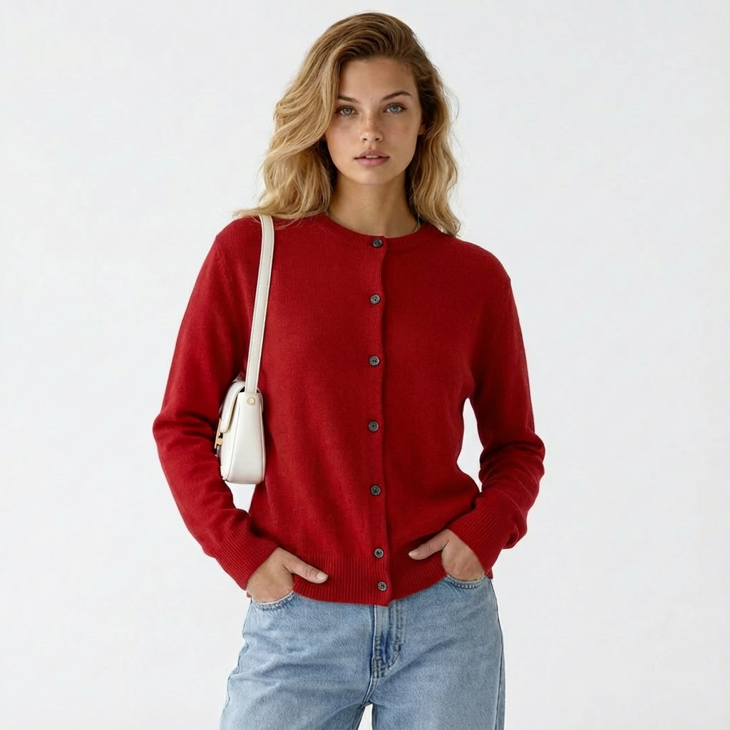 Cardigan Sweater O-neck