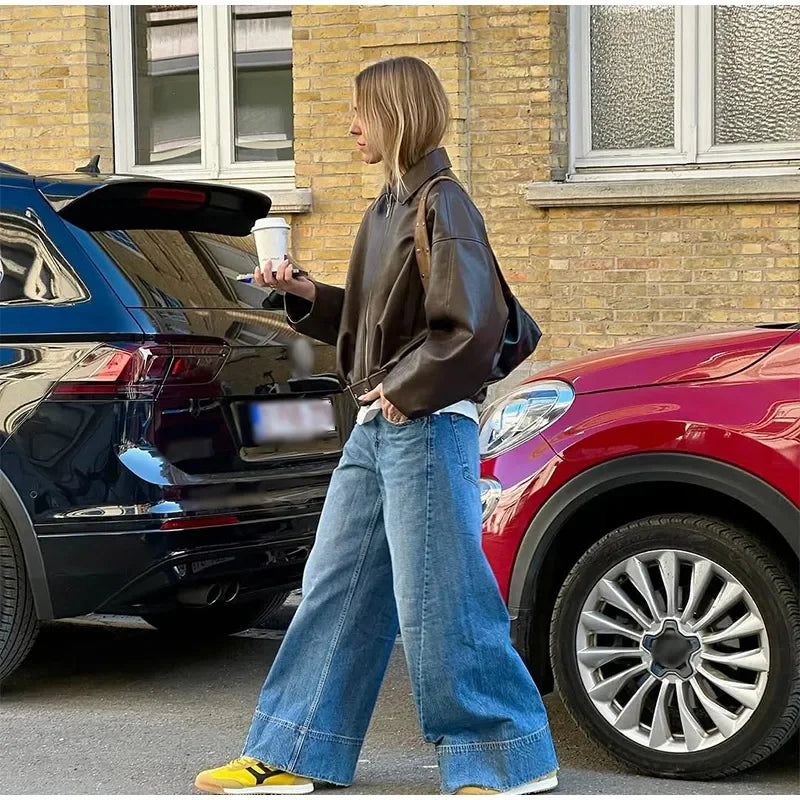 Vintage PU Leather Bomber Jackets