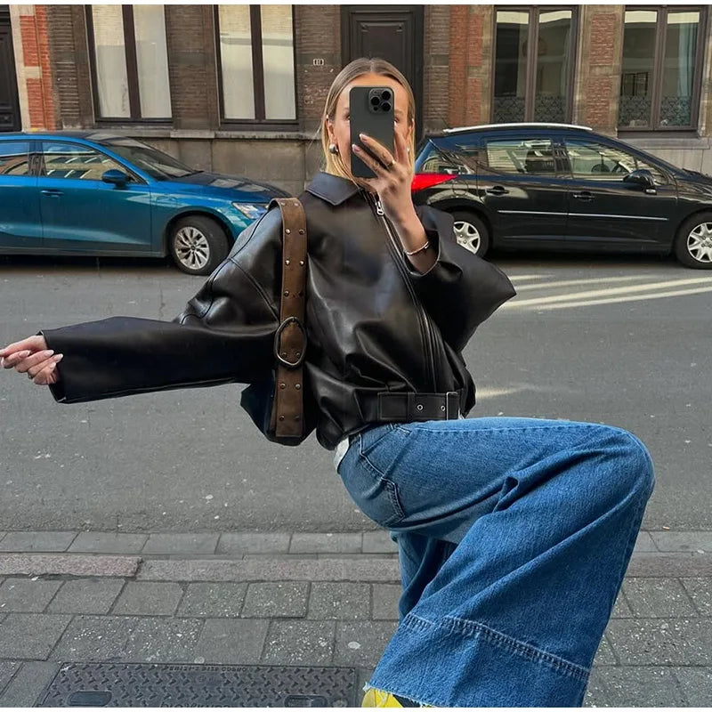 Vintage PU Leather Bomber Jackets