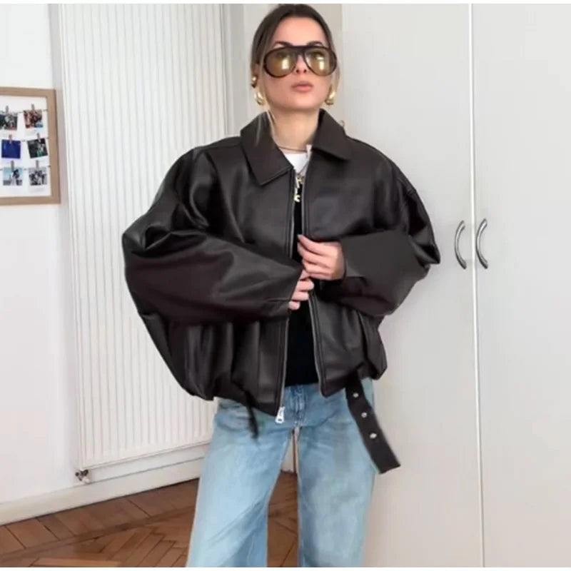 Vintage PU Leather Bomber Jackets