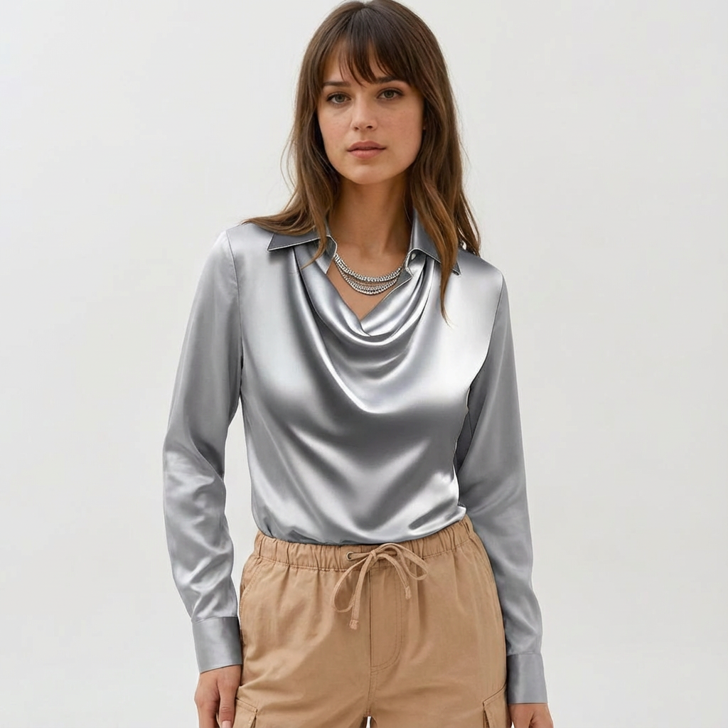 Elegant Floral Print Shirt Collar