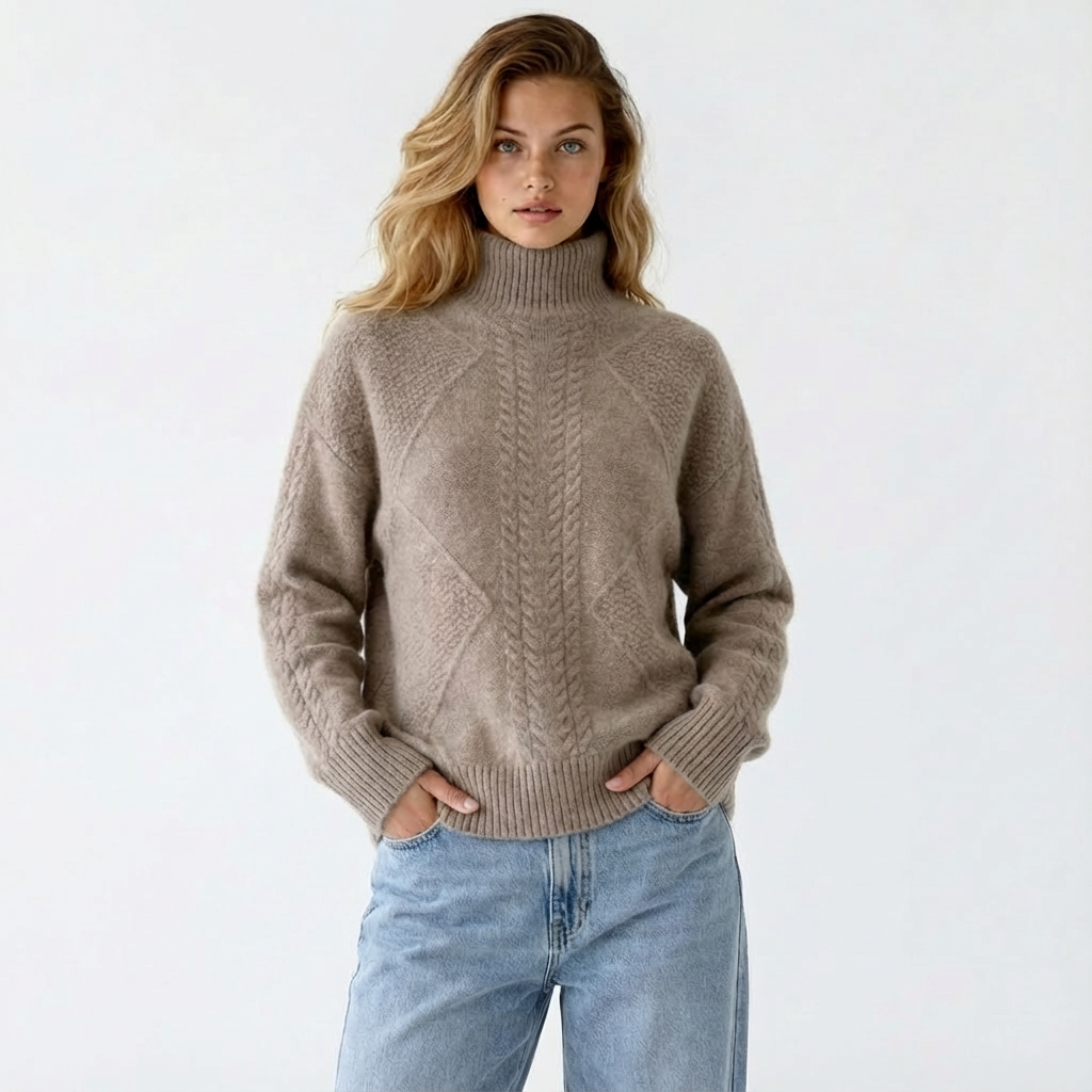 Fleece Lined Thickened Half High Collar Sweater