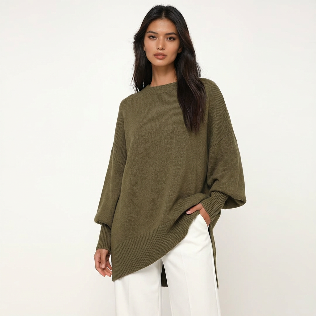 Asymmetric Batwing Knit Sweater