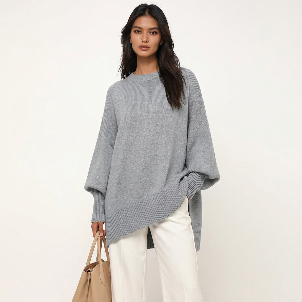 Asymmetric Batwing Knit Sweater